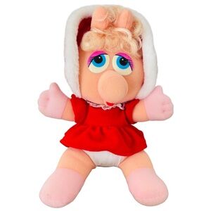 VINTAGE Baby Ms. Piggy Plush Doll with Red Dress Circa 1987